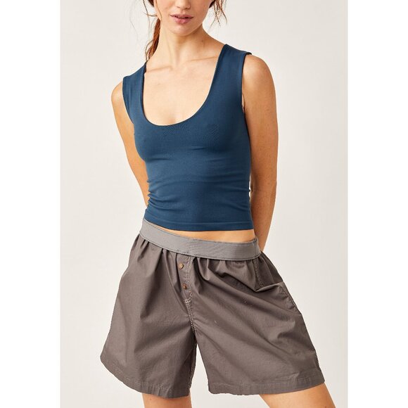 🆕 FREE PEOPLE Clean Lines Muscle Cami / Navy - Picture 1 of 5